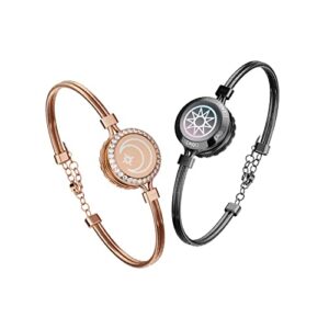 TOTWOO Smart Couples Bracelets Touch,Light up Bracelets for Long Distance Relationship Bracelets, Long Distance Touch Bracelets Bluetooth Pairing Jewely , Long Distance Relationship Gift, Flat Snake Chain Accessories Gifts
